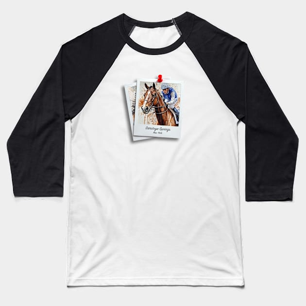 Saratoga Springs Horse Racing Baseball T-Shirt by Cre8tiveSpirit